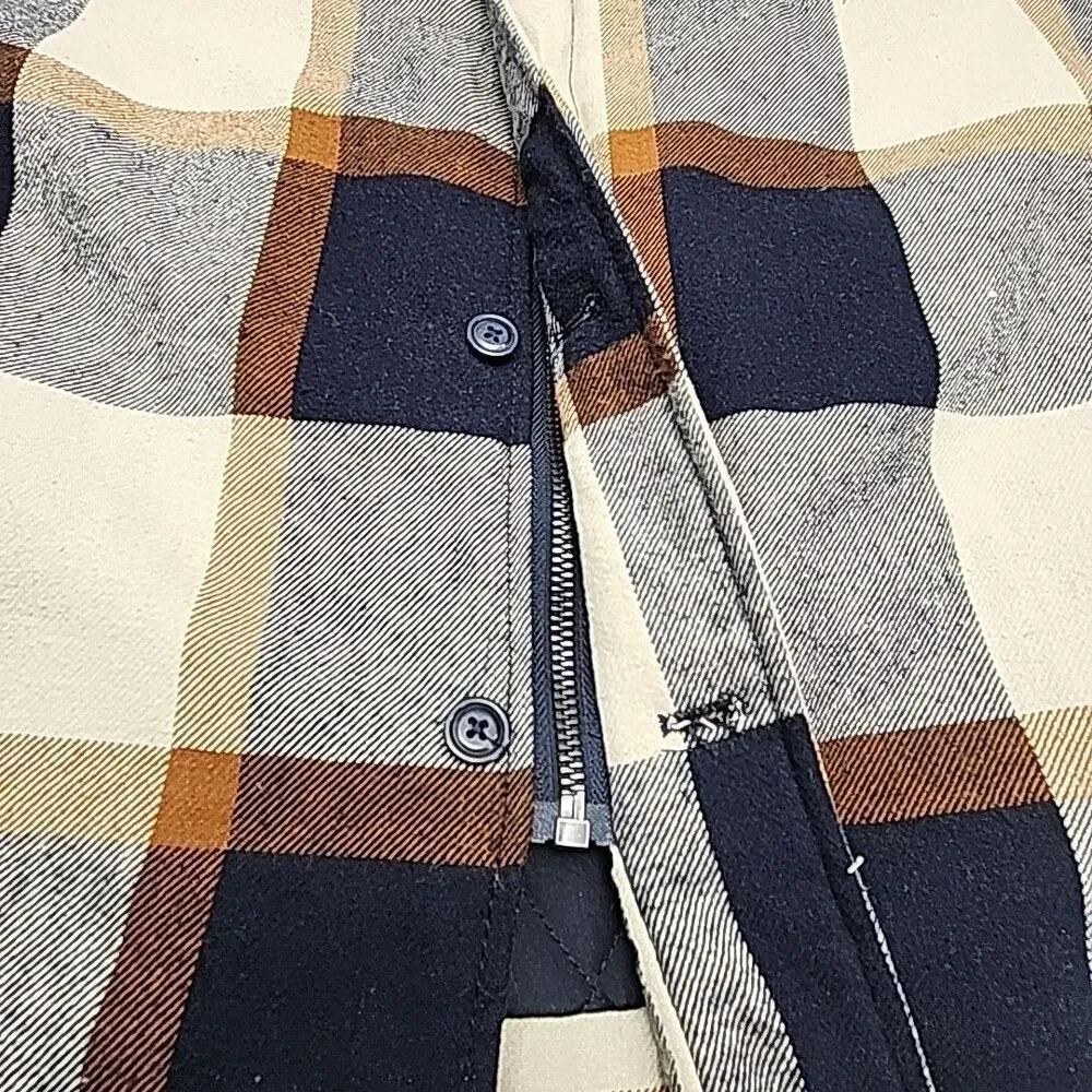 Levi Strauss Jacket Coat Quilt Lined Men Sz XL Zip Button Blue Tan Plaid Pockets